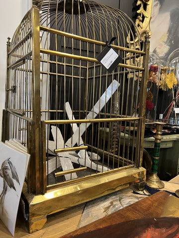 Large Antique Brass Birdcage