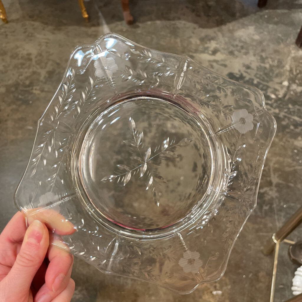 Set of 6 clear depression glass plates