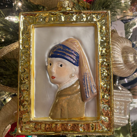 Glass GIRL WITH A PEARL EARRING PAINTING ornament
