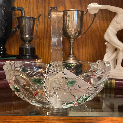 Glass Holly Handled Bowl