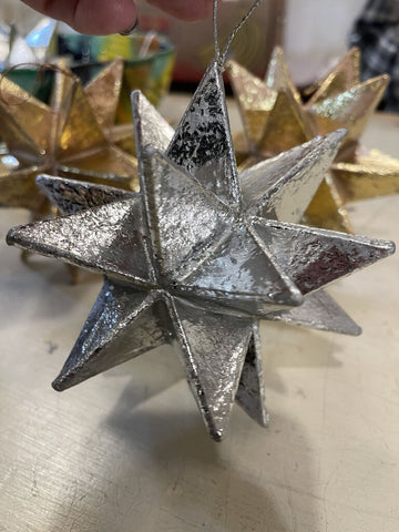 Silver star ornament 3x3