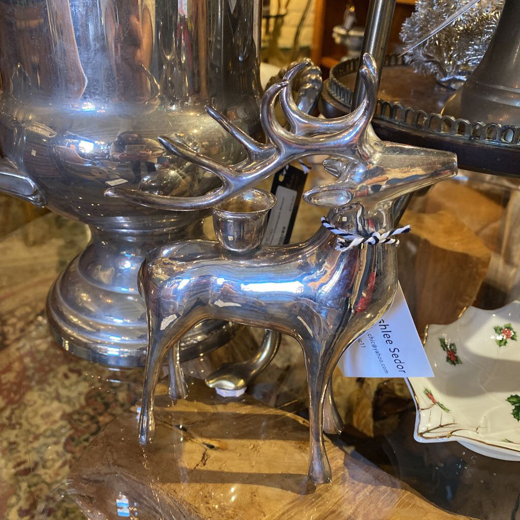 Silver Deer Candleholder