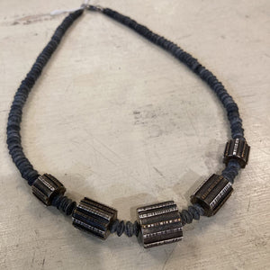 Artist Made Basalt and Sterling and Mixed Metal Necklace - 18in