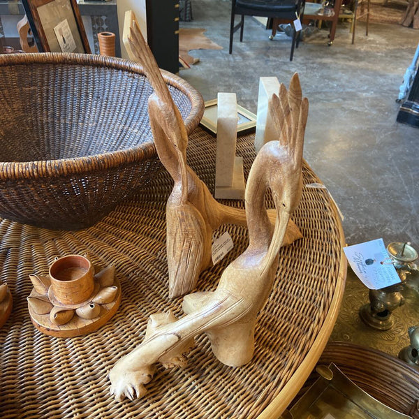 Unique pair of hand carved birds from tree root