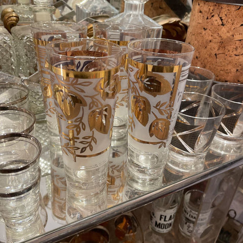 Vintage gold tall glassware (4)