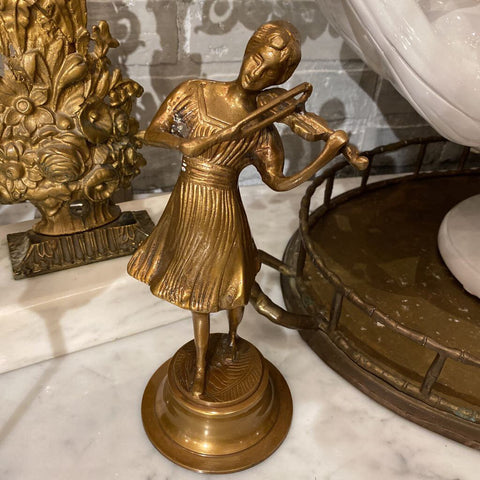 Bronze Girl playing violin Sculpture