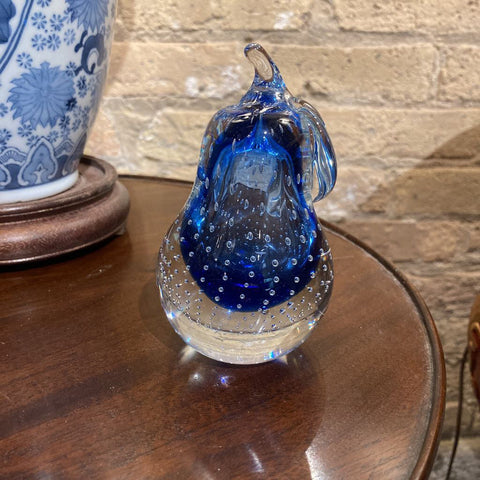 Blue Glass Pear (5"H, 2.5"W)