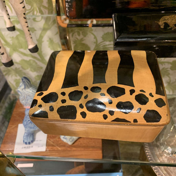 Mid- Century Cheetah/ Zebra Print Tribal Trinket Box