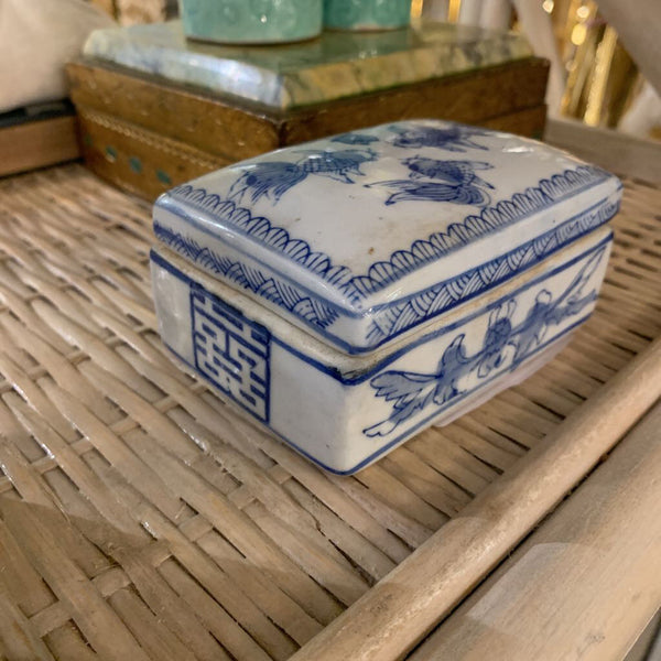 Blue and White Koi Fish Chinoiserie Trinket Box