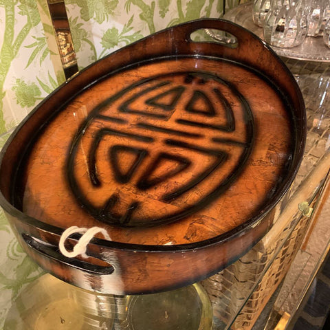 Large Lacquered "Double Happiness"Symbol Tray