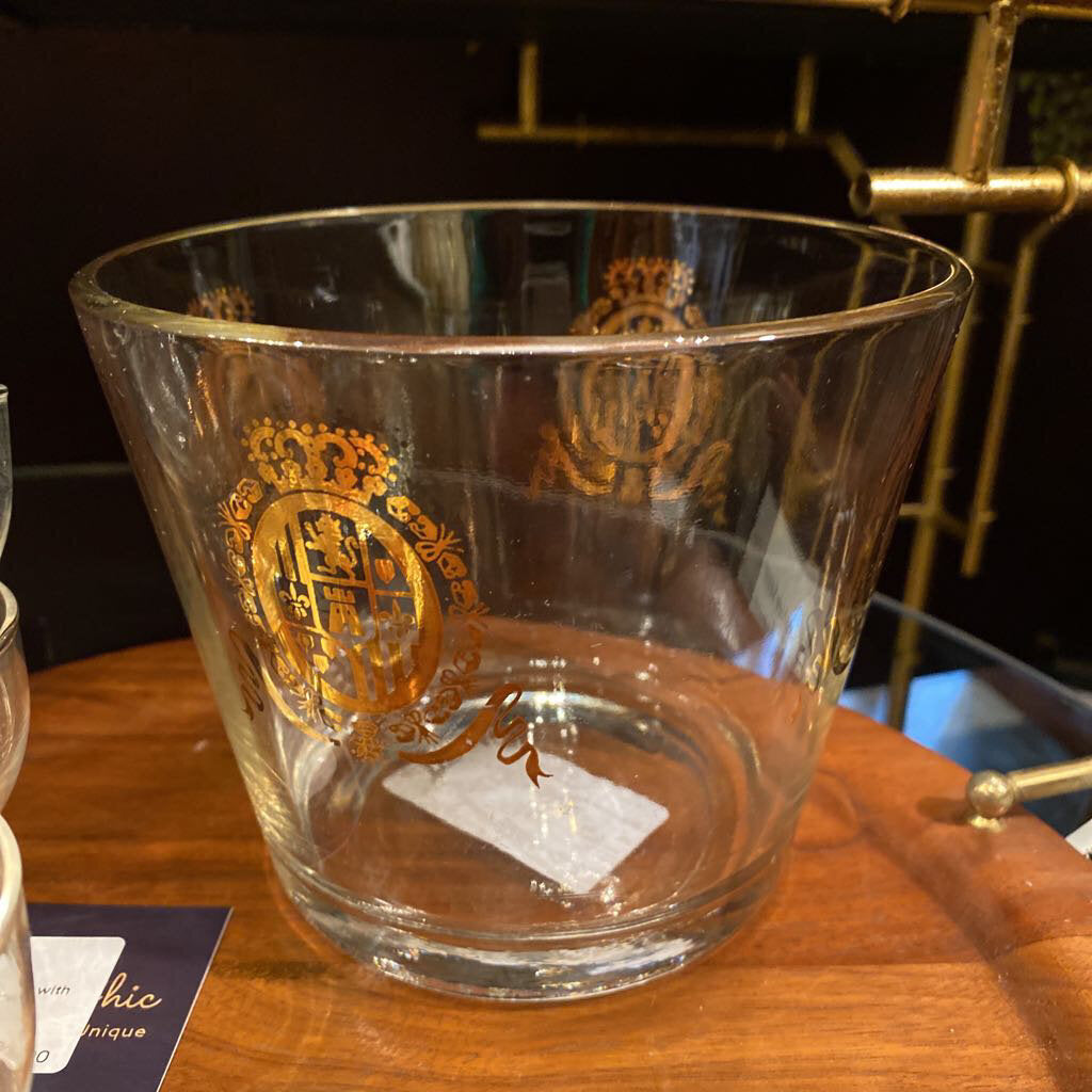 Lion Crest Glass Ice Bucket
