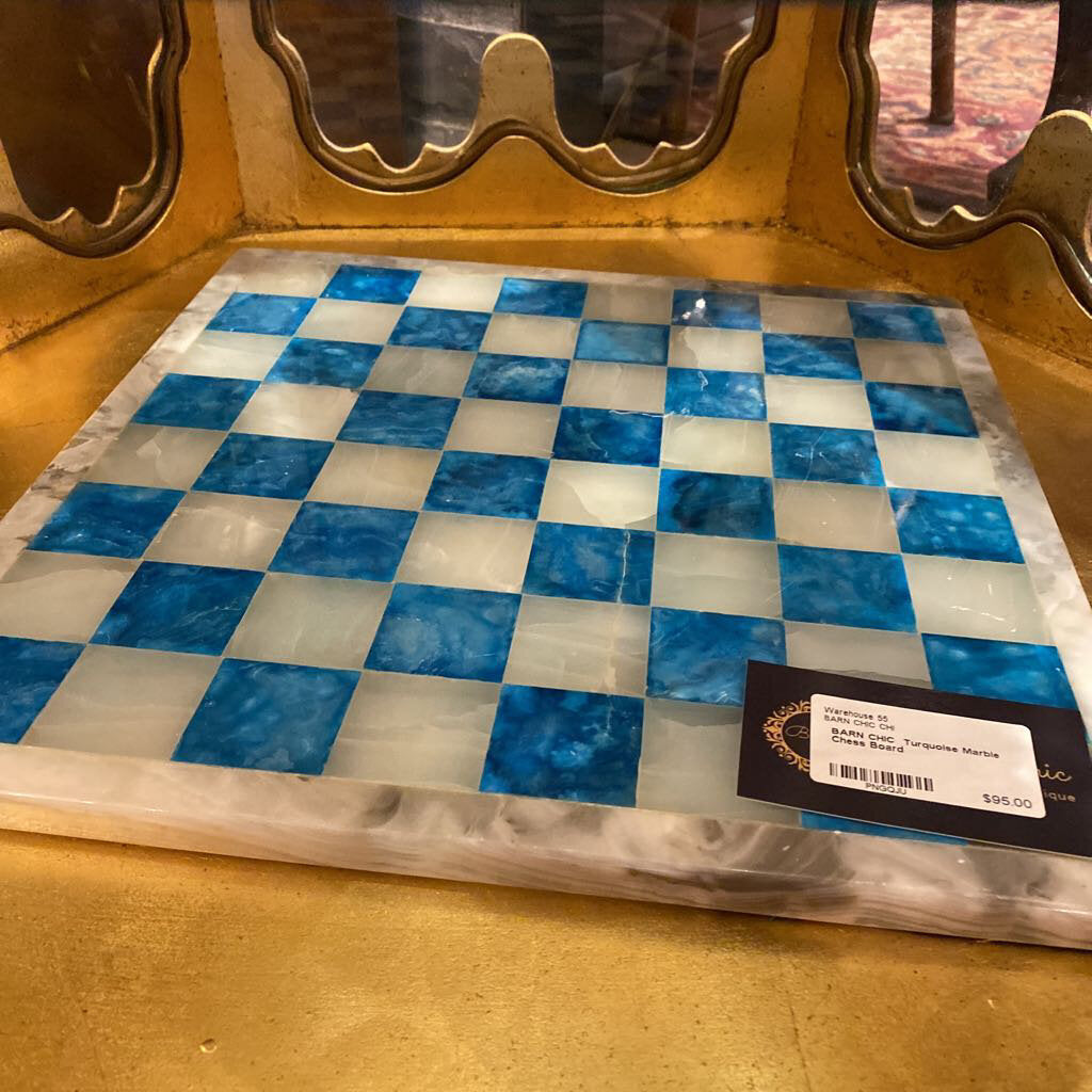Turquoise Marble Chess Board