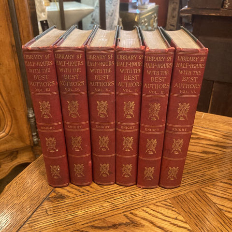 Set of 6 Antique Red Books