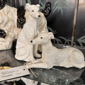 PAIR WHIPPET STATUE