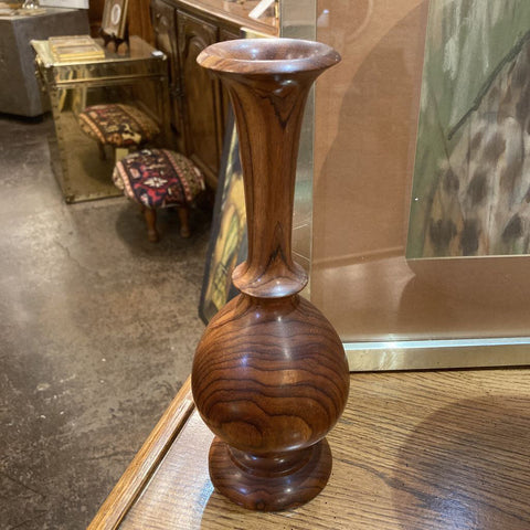 Antique hardwood hand turned vase (10"H, 3"W)