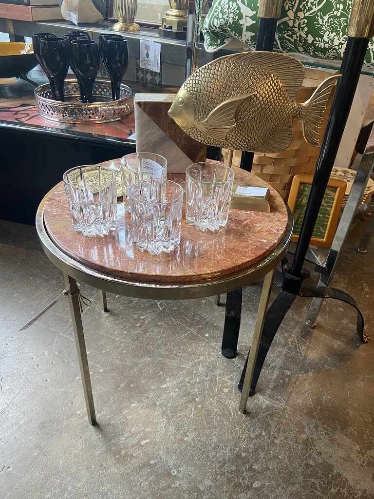 Mcm Italian marble and chrome side table