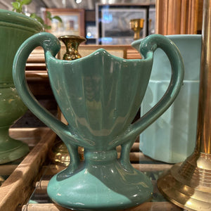Two-handle green vase