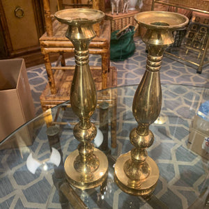 Large Brass Candlestick Set - 12 inches tall