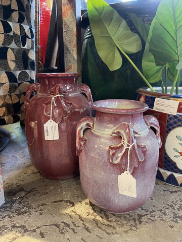 Pair of Italian Ceramic Rosy Pink Vases