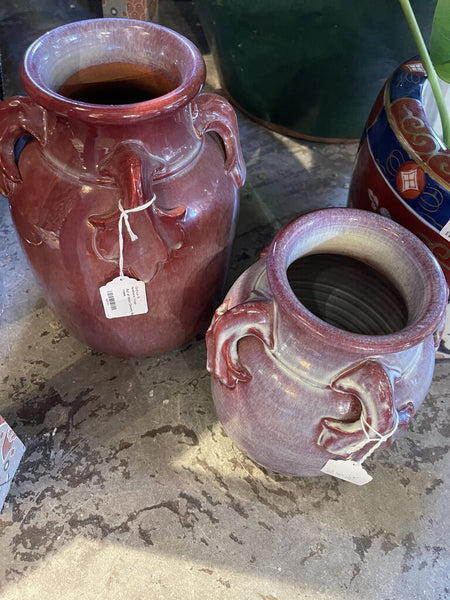 Pair of Italian Ceramic Rosy Pink Vases