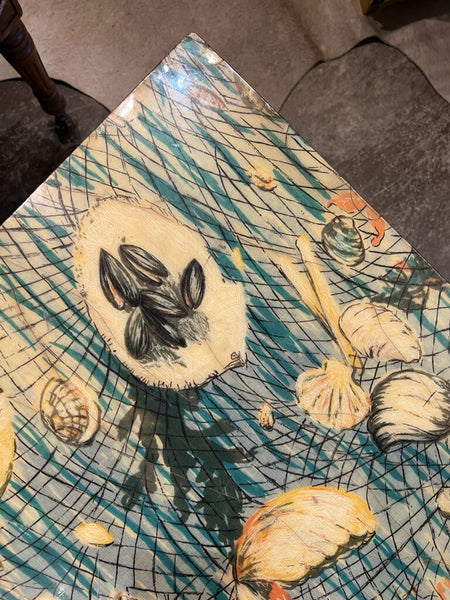 MCM Oyster Clam Drawings Coffee Table from S of France