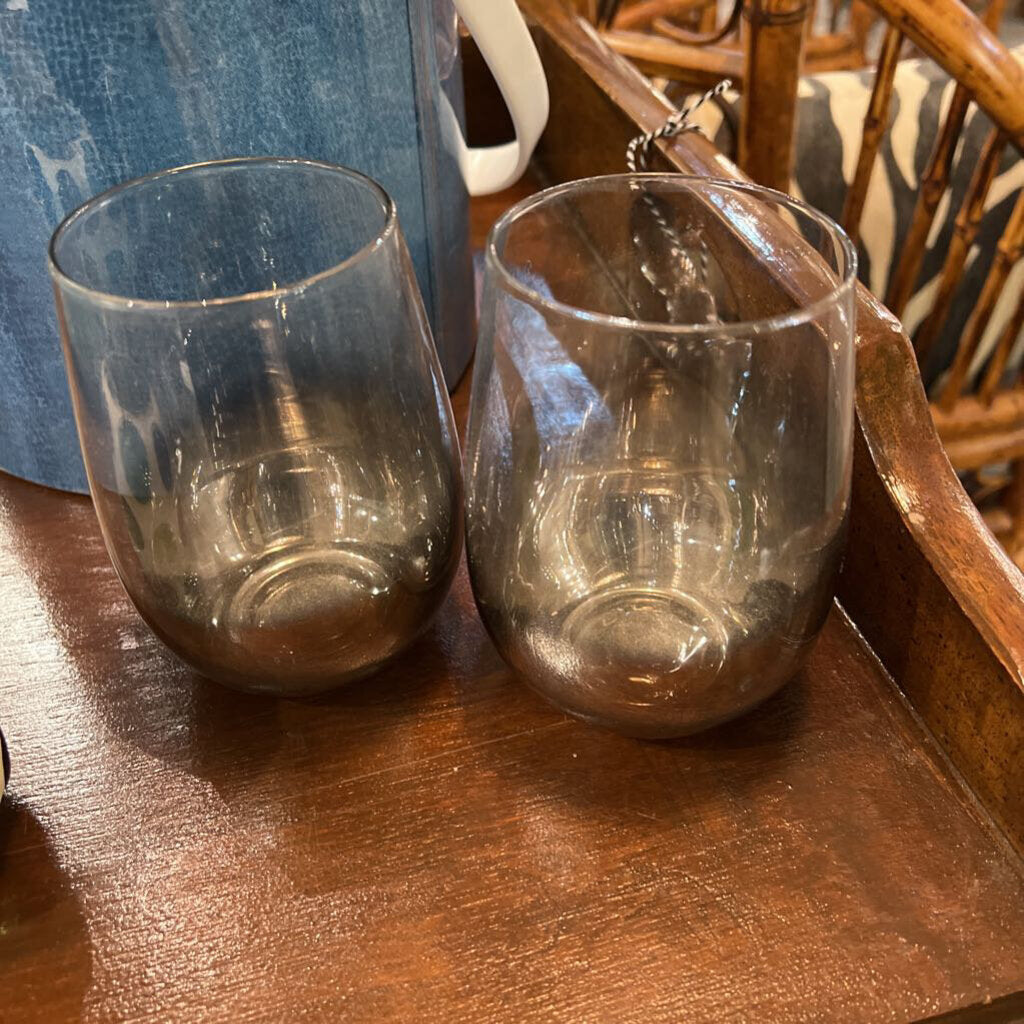 Pair of silver bottomed wine glasses