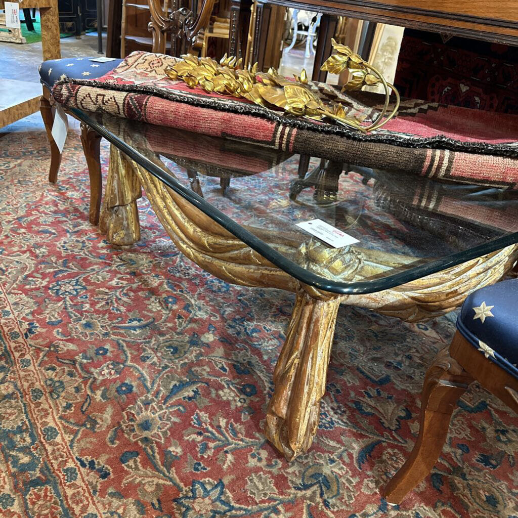 Gold Rope Glass Coffee Table 17.5x43.5