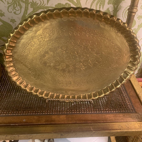 Brass Tray with Scalloped EDGE - 15 inches
