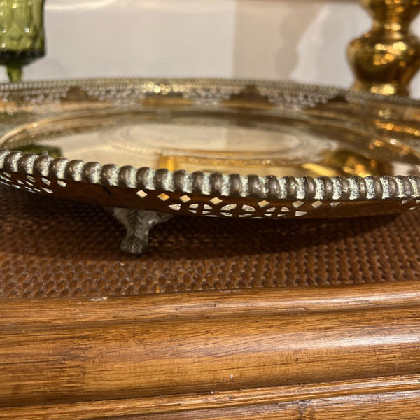 Footed Brass Tray Etched