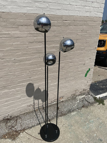 Vintage Three-Light Floor Lamp with Chrome Shades, Possibly by raymor (Not Labeled) H: 59.00 in x W: 15.50 in x D: 14.50 in