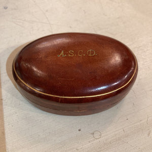 Vintage Italian Leather Oval Box 3in x 2in