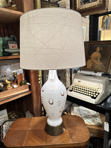 Mid-Century white and gold lamp