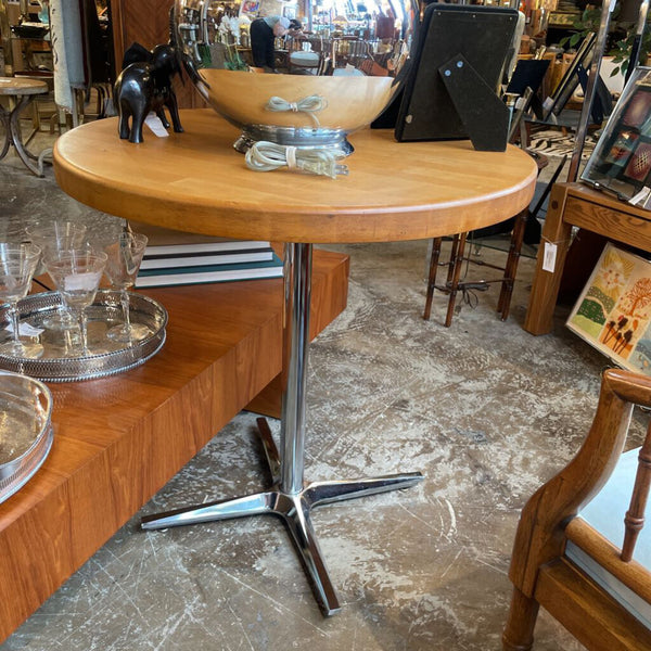 Mcm chrome and butcher block cafe table