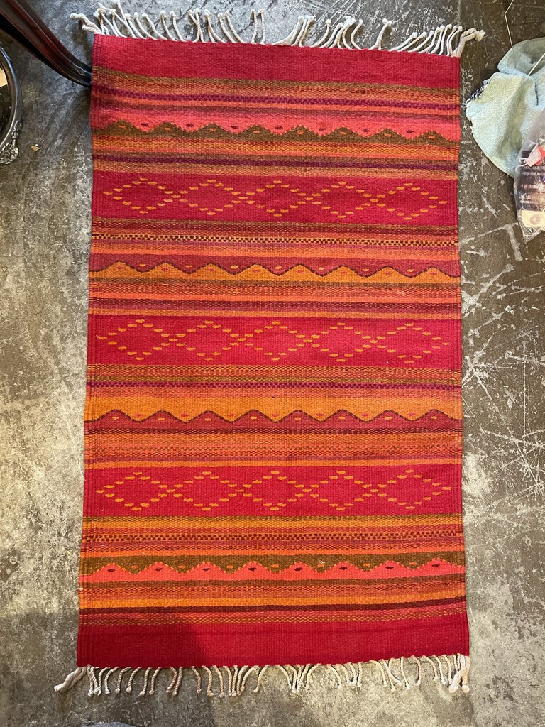 Red orange woven rug 33x42
