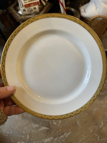 Fine bone porcelain German plate with gold trim 7in