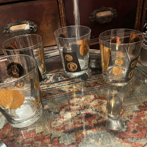Black and gold coin glasses (4)