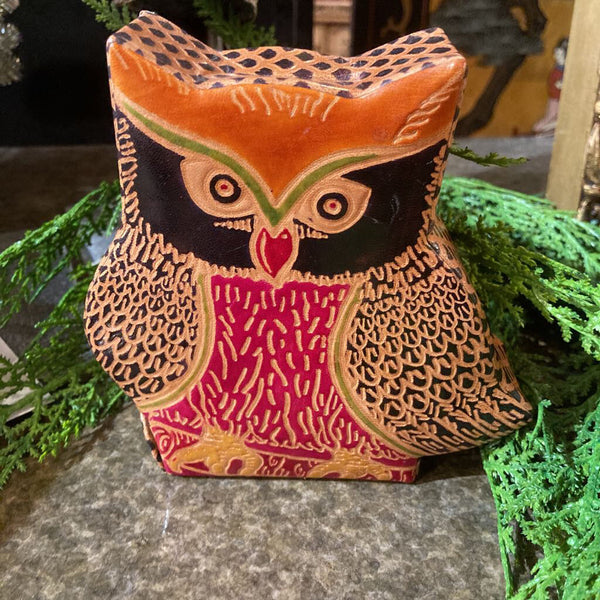 Leather Owl Bank (5x5 in)