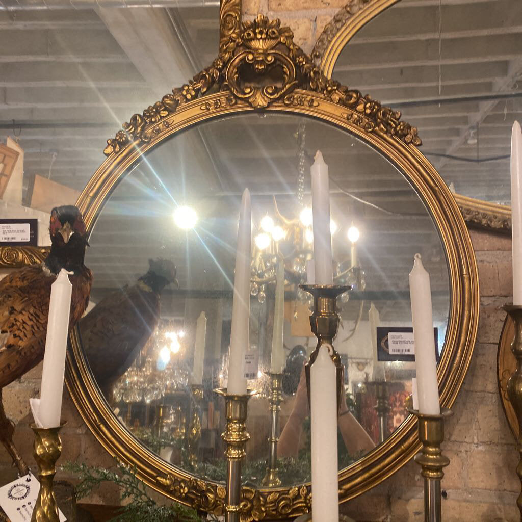 Round Gold Frame wood Mirror 26x32 IN STORE PICKUP ONLY