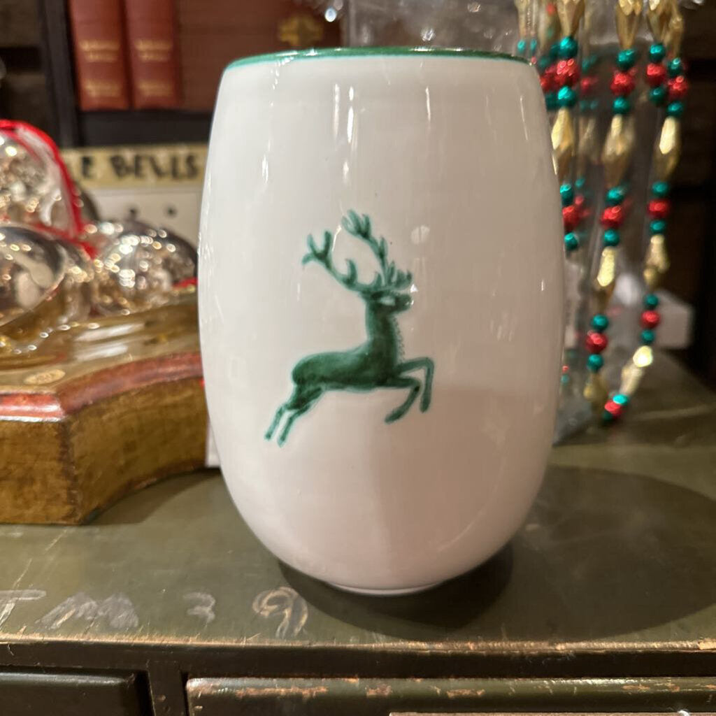 Gmundner Keramik green deer vase made in Austria