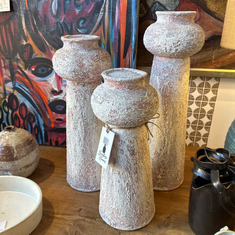 Set of 3 postmodern cement candle holders HEAVY IN STORE PICK UP ONLY