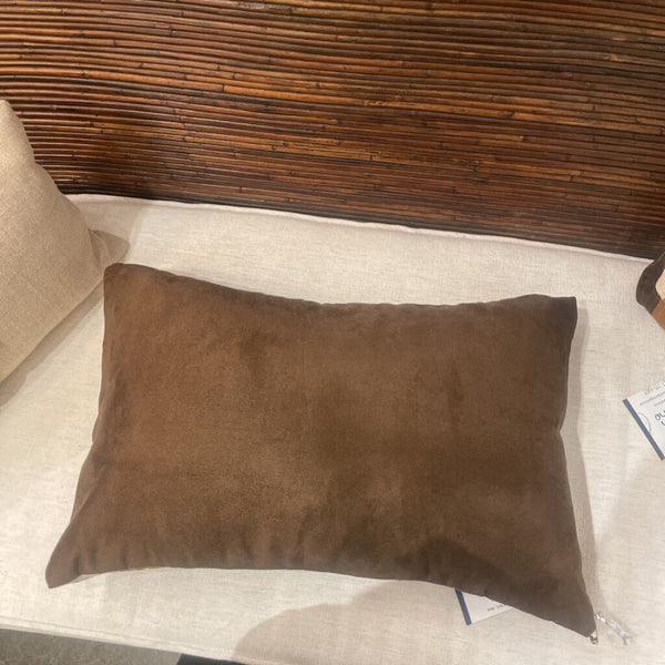 New Brown Suede Patch Pillow 14x22 Down Filled