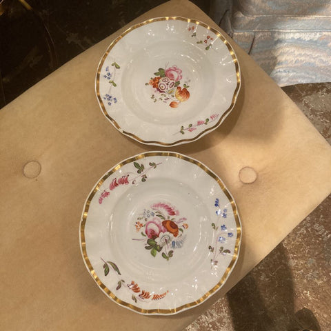 Pair of Antique English Rockingham Floral Plates (AS IS)