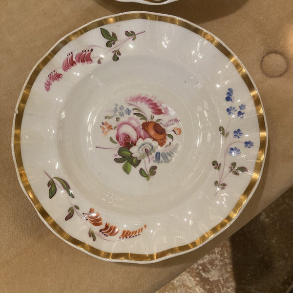 Pair of Antique English Rockingham Floral Plates (AS IS)