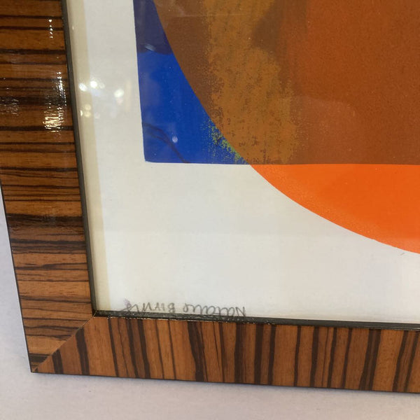 Signed Original Monoprint in Zebra Wood Frame 16t x 13w