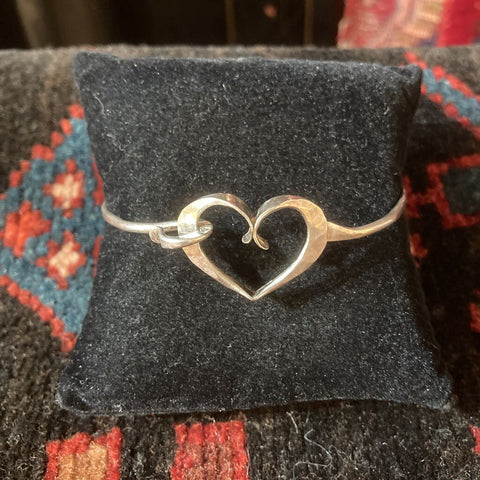 Hand hammered sterling heart bracelet