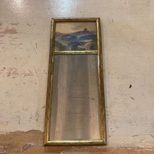 Antique small mirror, scenic design (10"h, 4"W)