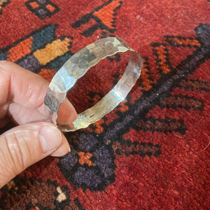 Hammered sterling bangle bracelet, half inch wide