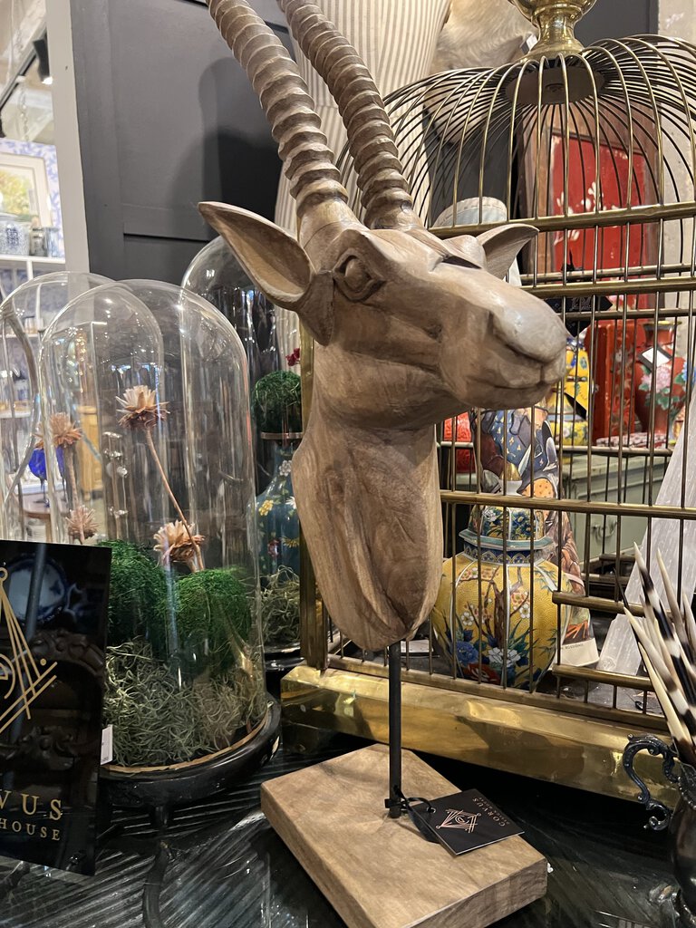 Wood Antelope Mount on Stand
