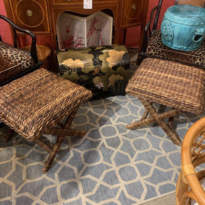 Set of Seagrass Style Wicker Footstools Criss Cross Design . I
