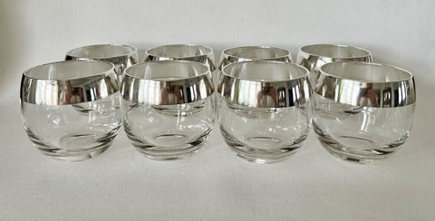 1960s Dorothy Thorpe Style Silver Band MCM Cocktail Glasses- Set of 8